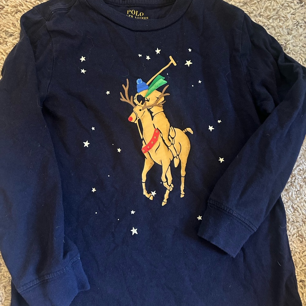 Polo by Ralph Lauren Kids Long Sleeve Navy Reindeer Tee
